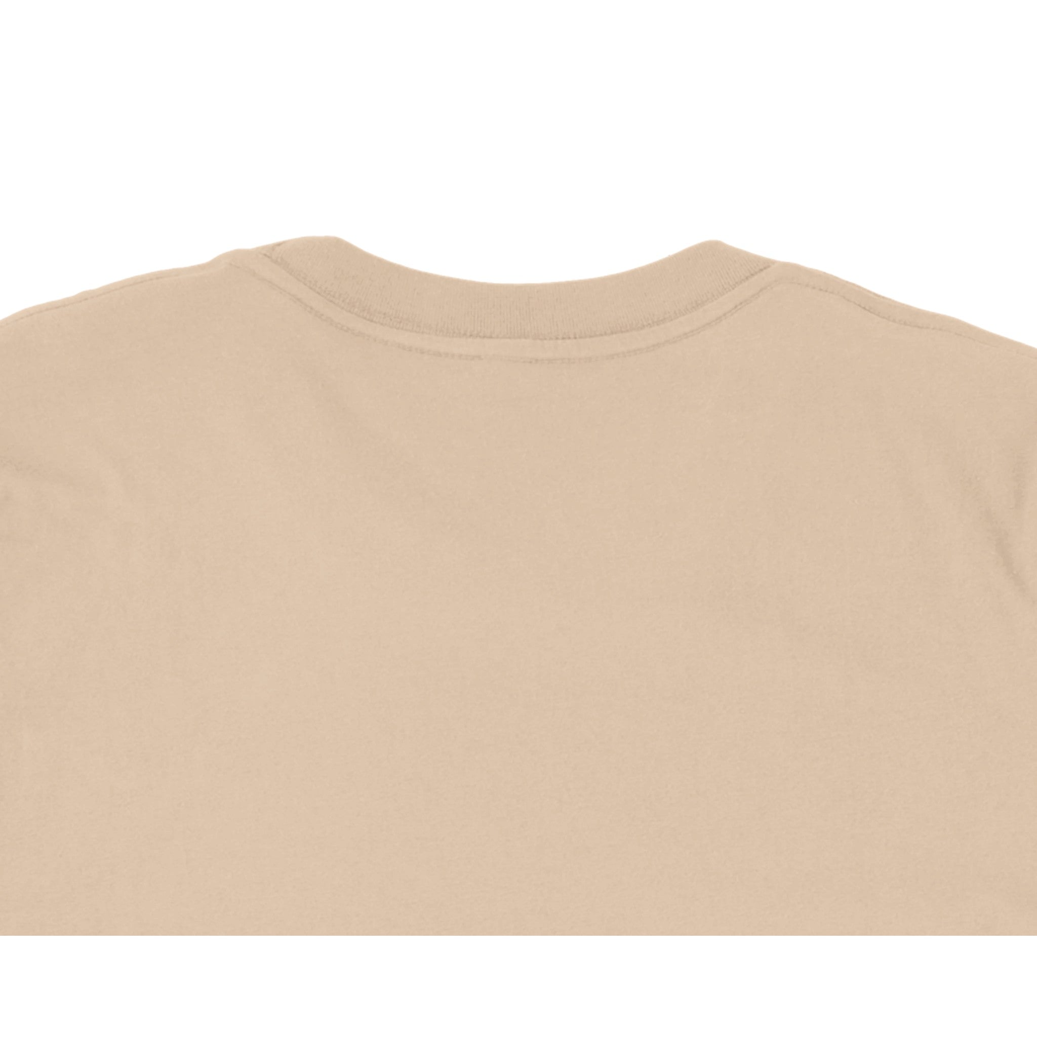 Tucano toucan crest tee folded to show the clean back, Sandstone
