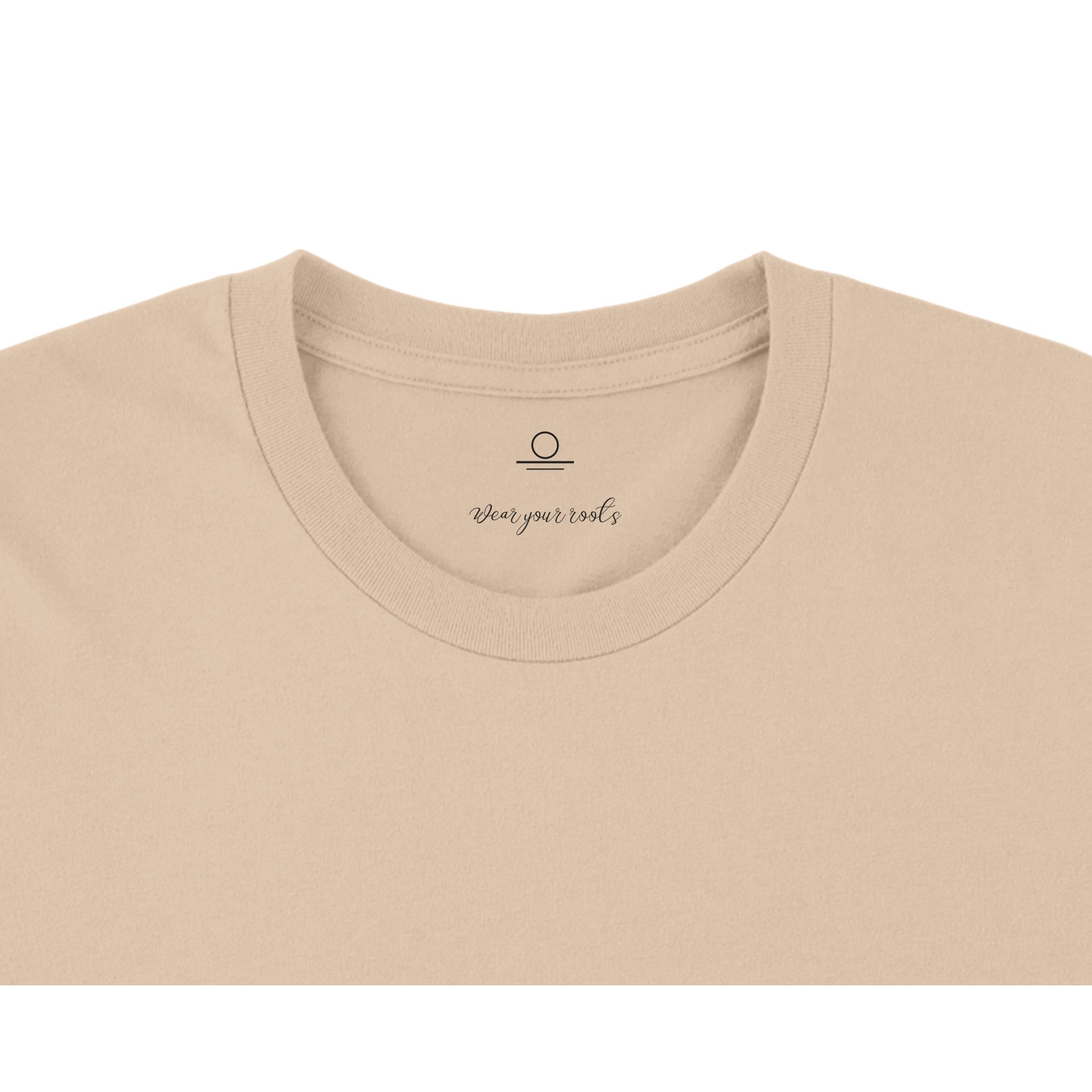 Printed inside-neck label on the S.O.N. tee, Sandstone