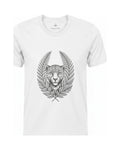 Son of Nature Onca-pintada jaguar crest tee in White, charcoal design printed on the chest, ghost-mannequin product photo on white