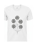 Son of Nature Rosetas jaguar-rosette tee in White, charcoal design printed on the chest, ghost-mannequin product photo on white