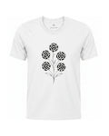 Son of Nature Rosetas jaguar-rosette tee in White, charcoal design printed on the chest, ghost-mannequin product photo on white