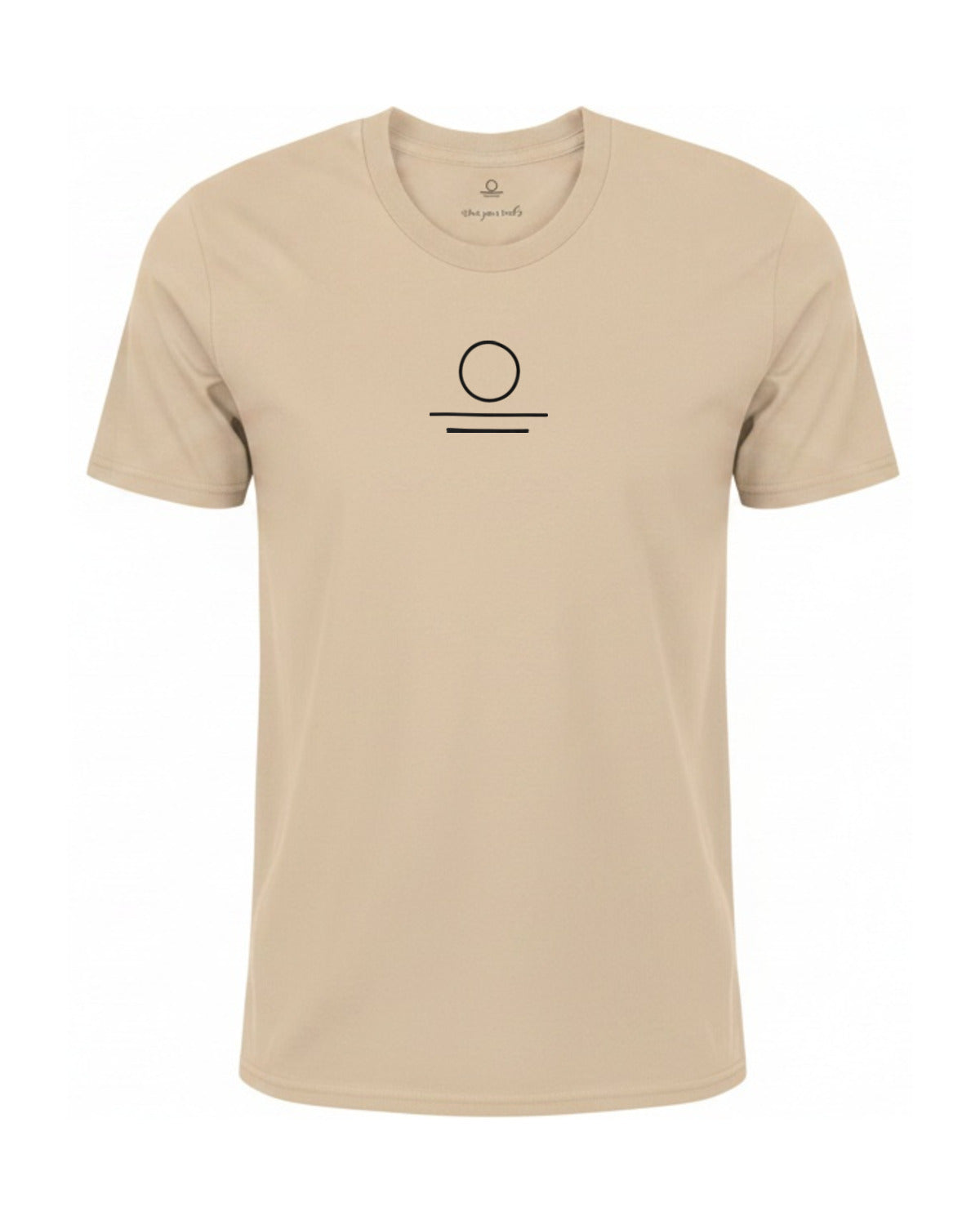 Son of Nature S.O.N. emblem tee in Ivory, charcoal design printed on the chest, ghost-mannequin product photo on white
