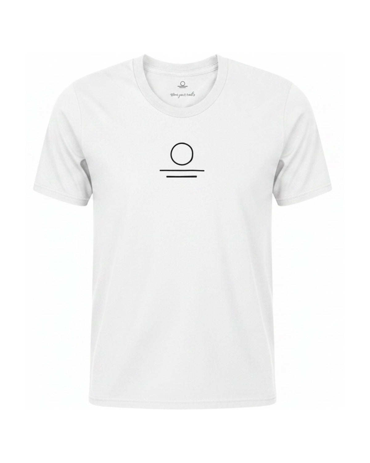 Son of Nature S.O.N. emblem tee in White, charcoal design printed on the chest, ghost-mannequin product photo on white