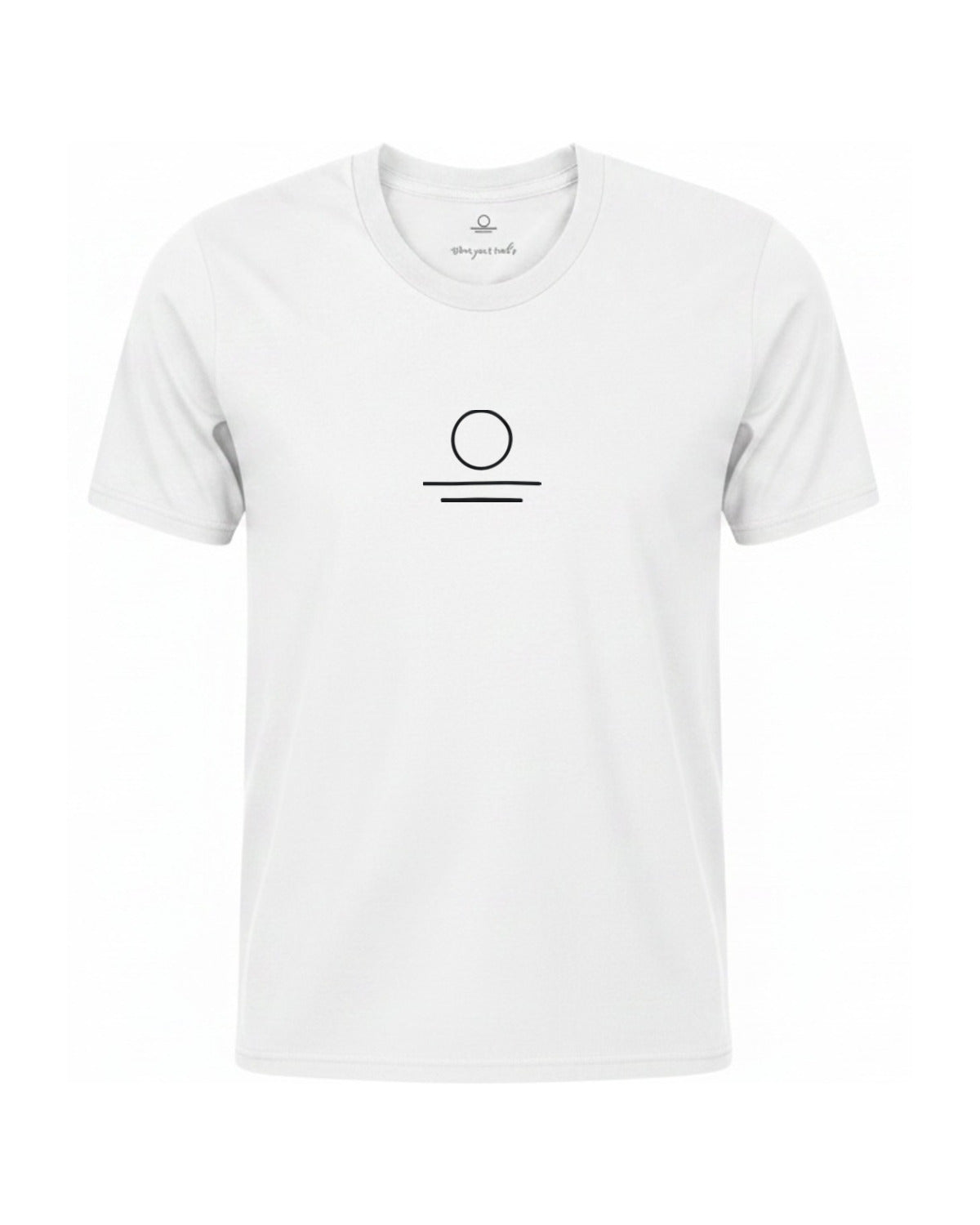 Son of Nature S.O.N. emblem tee in White, charcoal design printed on the chest, ghost-mannequin product photo on white